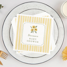 Sonnenblumen- und gelb gestreifte Babyparty