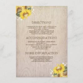 Sonnenblumen und Gipskraut Rustikale Informationen Begleitkarte