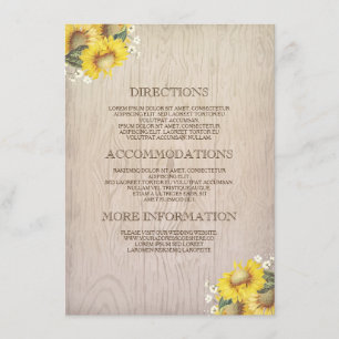 Sonnenblumen und Gipskraut-rustikale Informationen Begleitkarte