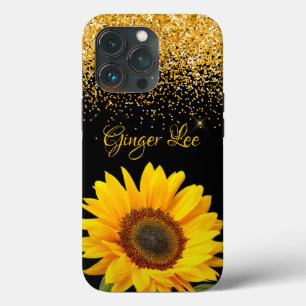 Sonnenblumen und Glitzer mit Namen Case-Mate iPhone Hülle