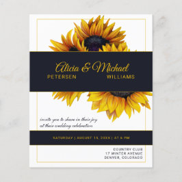Sonnenblumen und Gold Moderne Hochzeitseinladung