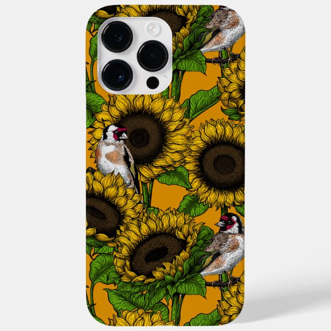Sonnenblumen und Goldschmuck auf Orange Case-Mate iPhone Hülle (Rückseite)