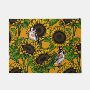 Sonnenblumen und Goldschmuck auf Orange Fußmatte