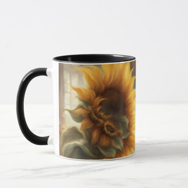 Sonnenblumen und große Fenster Tasse (Links)