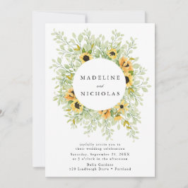 Sonnenblumen und Grüne Hochzeit Einladung