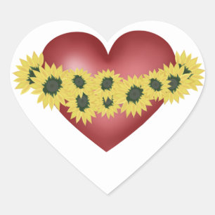 Sonnenblumen und Herz. Liebe und Blume. Aufkleber