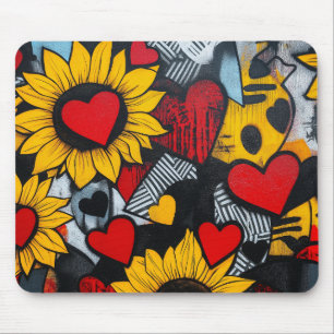 Sonnenblumen und Herzen Mousepad