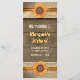 Sonnenblumen und Hochzeitsprogramme für Holzlieder Programm