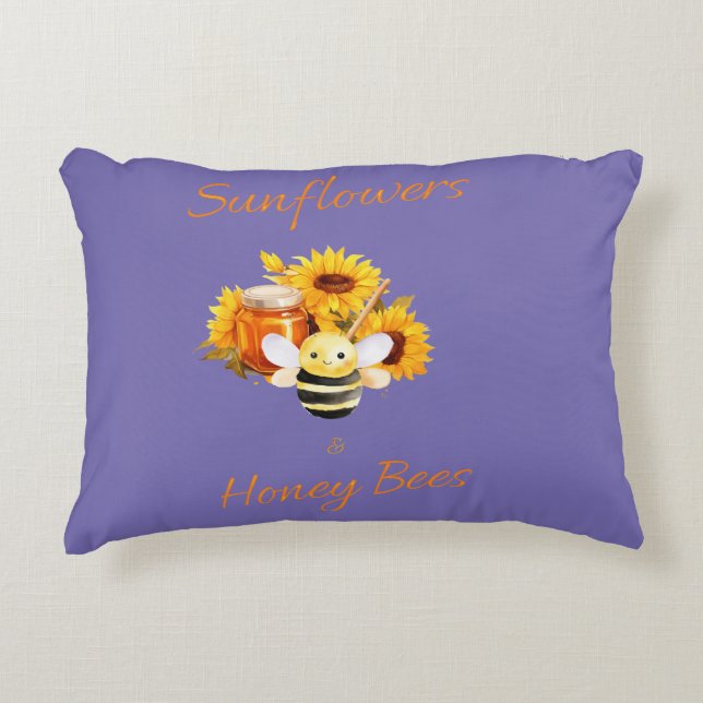 "Sonnenblumen und Honigbienen" Dekokissen (Vorderseite)