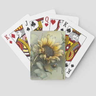 Sonnenblumen- und Honigbienen-Spielkarten Spielkarten