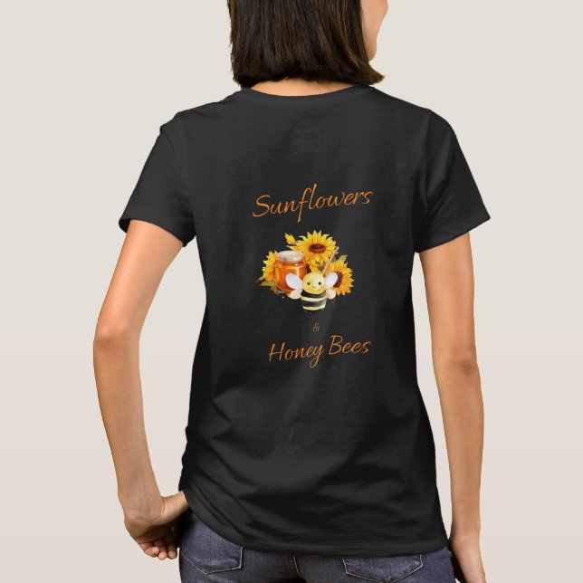 Sonnenblumen und Honigbienen T-Shirt (Rückseite)