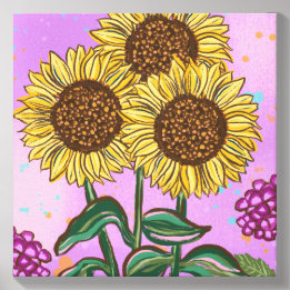 Sonnenblumen und Hortensien Botanische Szene Leinwand Fotofliese
