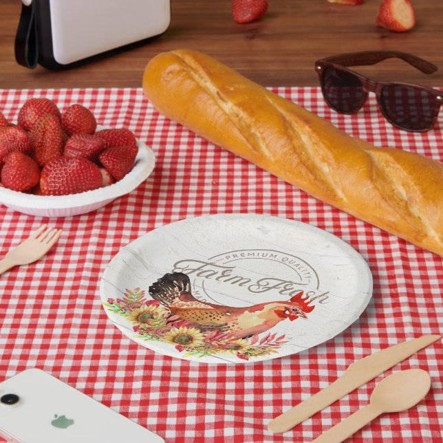 Sonnenblumen und Hühnerfarm frisch Pappteller (Picknick)