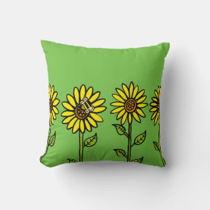 Sonnenblumen und Hummel Kissen