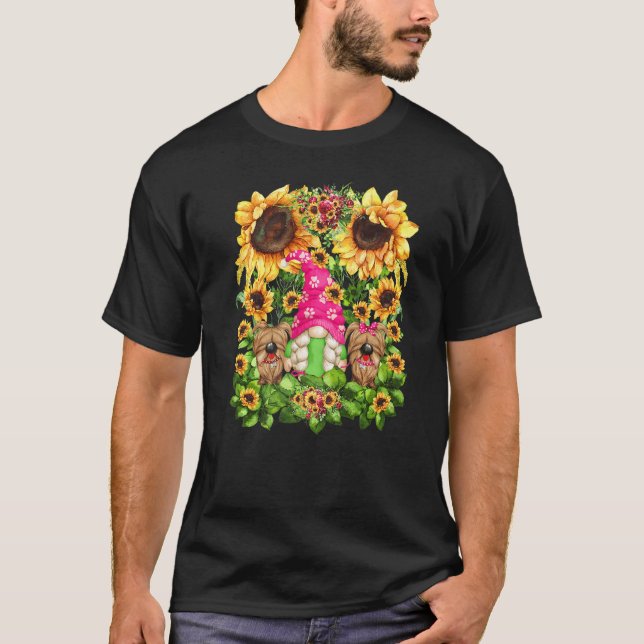 Sonnenblumen und Hunde-Grafik für Sommergenom Love T-Shirt (Vorderseite)