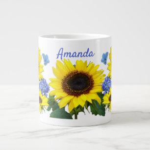 Sonnenblumen und Hydrangea Individuelle Name Spezi Jumbo-Tasse