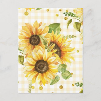Sonnenblumen und Karos Feiertagspostkarte