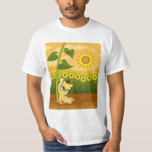 Sonnenblumen und Kawaii Bär T-Shirt
