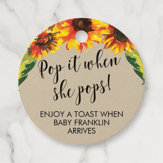 Sonnenblumen und Kraft Pop Es, wenn sie Pop Geschenkanhänger (Vorderseite)