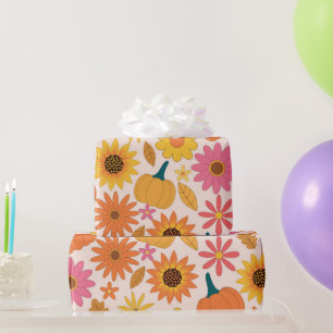 Sonnenblumen und Kürbis Herbstmuster Geschenkpapier
