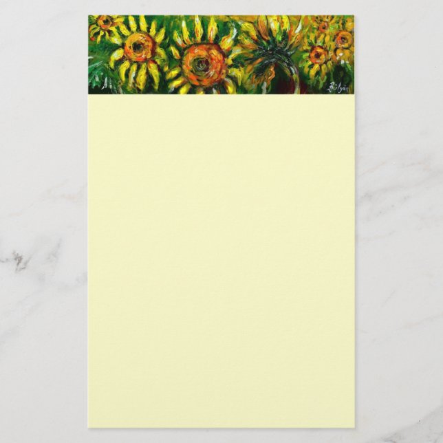 SONNENBLUMEN UND LANDSCHAFT IN DER Toskana, Sahne Briefpapier (Vorderseite)