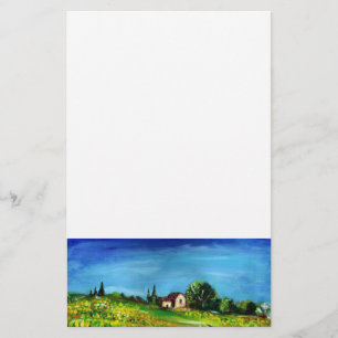 SONNENBLUMEN UND LANDSCHAFT IN DER Toskana, weiß Briefpapier