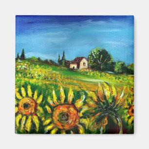 SONNENBLUMEN UND LANDSCHAFT IN TOSKANA MAGNET