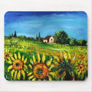 SONNENBLUMEN UND LANDSCHAFT IN TOSKANA MOUSEPAD