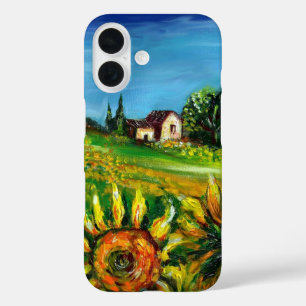 SONNENBLUMEN UND LANDSCHAFT IN TUSCIEN iPhone 16 HÜLLE
