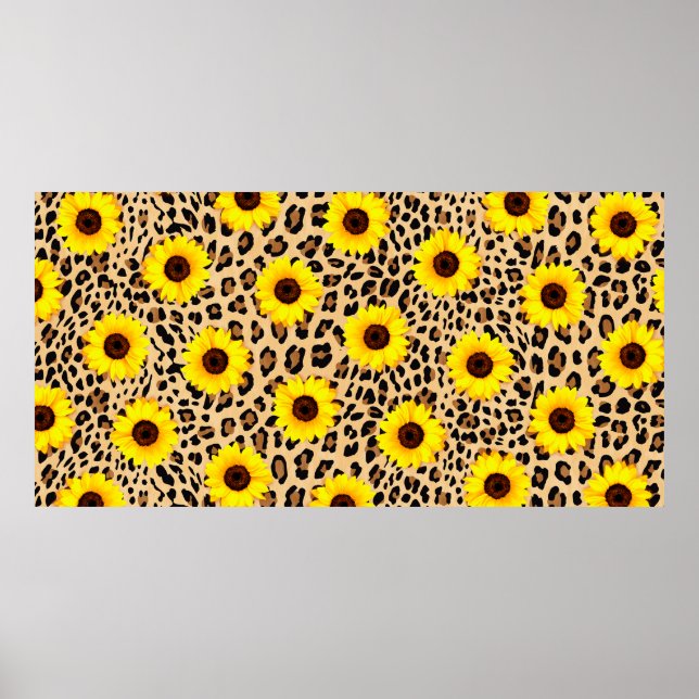 Sonnenblumen und Leopard Print: Dicke und lebendig Poster (Vorne)