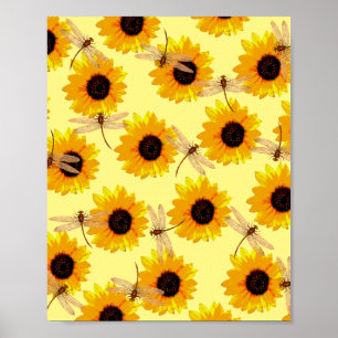 Sonnenblumen und Libellen, Poster