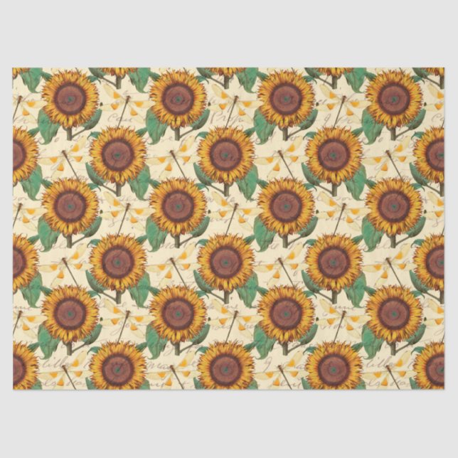 Sonnenblumen und Libellen, Reihe Design 5 Seidenpapier (Vorderseite)