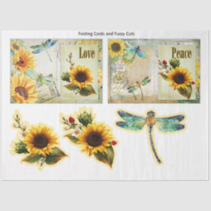 Sonnenblumen und Libellen-Reihe Design 8 Seidenpapier