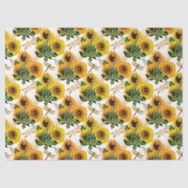 Sonnenblumen und Libellen Serie Design 11 Seidenpapier (Vorderseite)