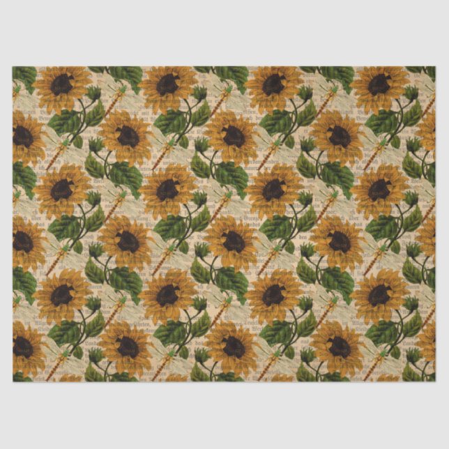 Sonnenblumen und Libellen Serie Design 12 Seidenpapier (Vorderseite)