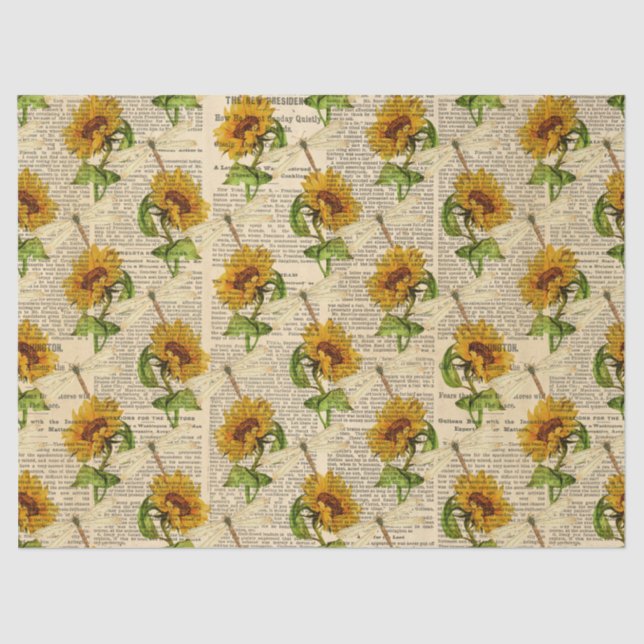 Sonnenblumen und Libellen Serie Design 16 Seidenpapier (Vorderseite)
