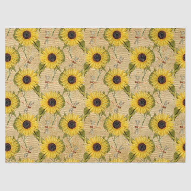 Sonnenblumen und Libellen Serie Design 7 Seidenpapier (Vorderseite)
