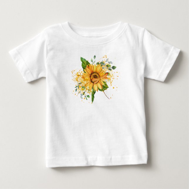 Sonnenblumen und Libellen-Spritzer fallen Baby T-shirt (Vorderseite)