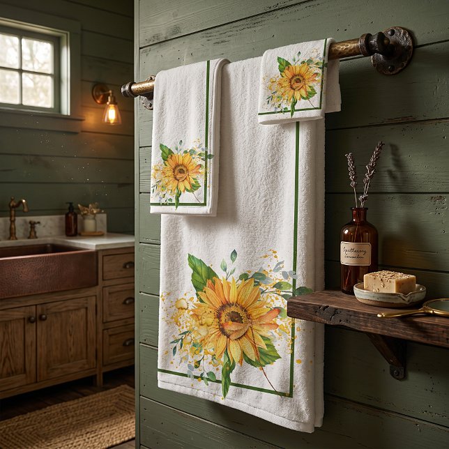 Sonnenblumen und Libellen-Spritzer fallen Badhandtuch Set (Von Creator hochgeladen)