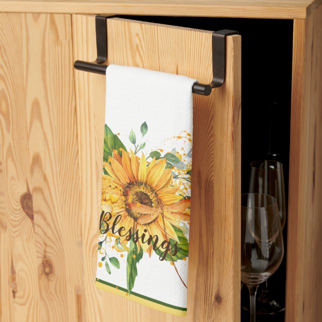 Sonnenblumen und Libellen-Spritzer fallen Gewohnhe Geschirrtuch (Drittel gefaltet)