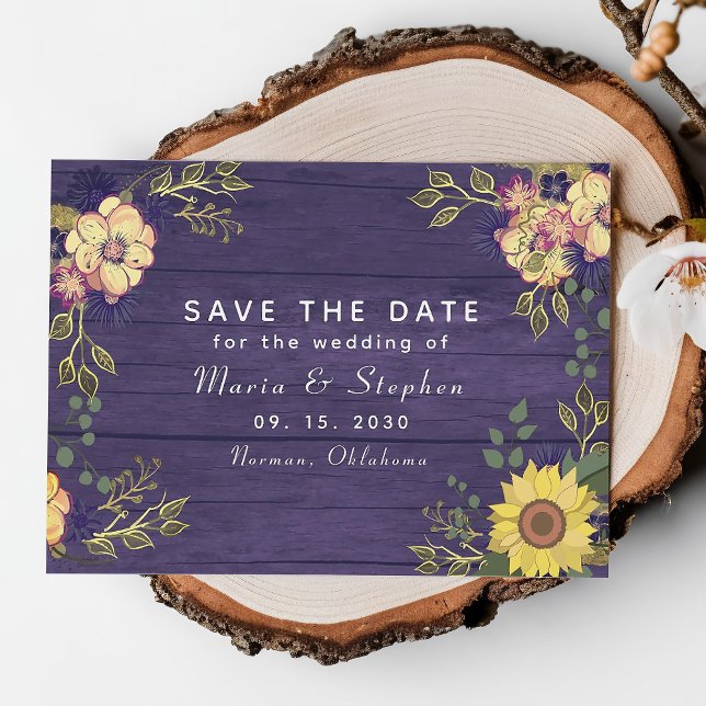 Sonnenblumen und Lila Hochzeit im Herbst Save The Date (Von Creator hochgeladen)