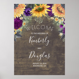 Sonnenblumen und Lila Rose Hochzeit im Herbst Empf Poster