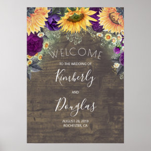 Sonnenblumen und Lila Rose Hochzeit im Herbst Empf Poster