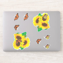 Sonnenblumen und Monarchschmetterlinge