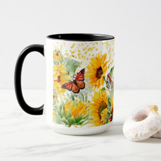 Sonnenblumen und Monarchschmetterlinge Tasse