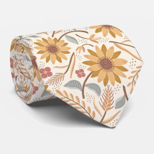 Sonnenblumen und Ohren von Weizen Krawatte