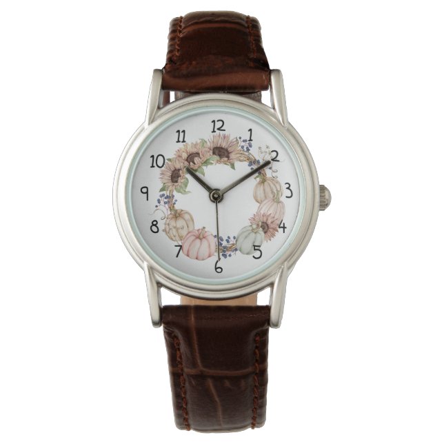 Sonnenblumen und Pumpkins Armbanduhr (Vorderseite)