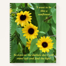 Sonnenblumen und Quotes-Notebook (2 Zitate)