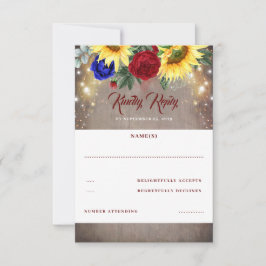 Sonnenblumen und Red Blue Rose Hochzeit im Herbst  RSVP Karte