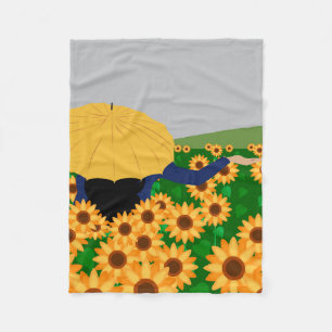 Sonnenblumen und Regen Fleecedecke